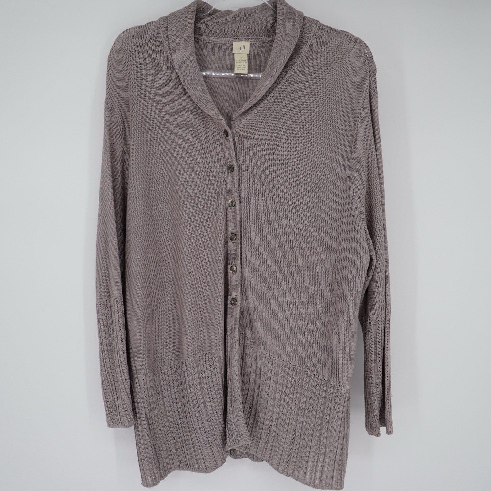 J Jill Women's Knit Button Up Cardigan Sweater Large Careerwear Office